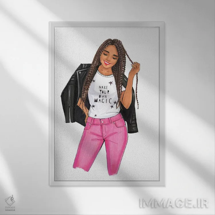 تابلو دکوراتیو Girl,جادوی خودت را بساز دختر اثر رونگرونگ دوو - نمای قابدار سفید