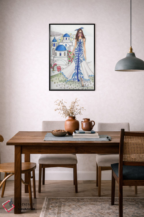 تابلو دکوراتیو سفر به سانتورینی اثر رونگرونگ دوو - D6B