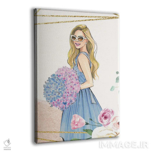 تابلو دکوراتیو دختر گل دار اثر رونگرونگ دوو - نمای پرسپکتیو محصول