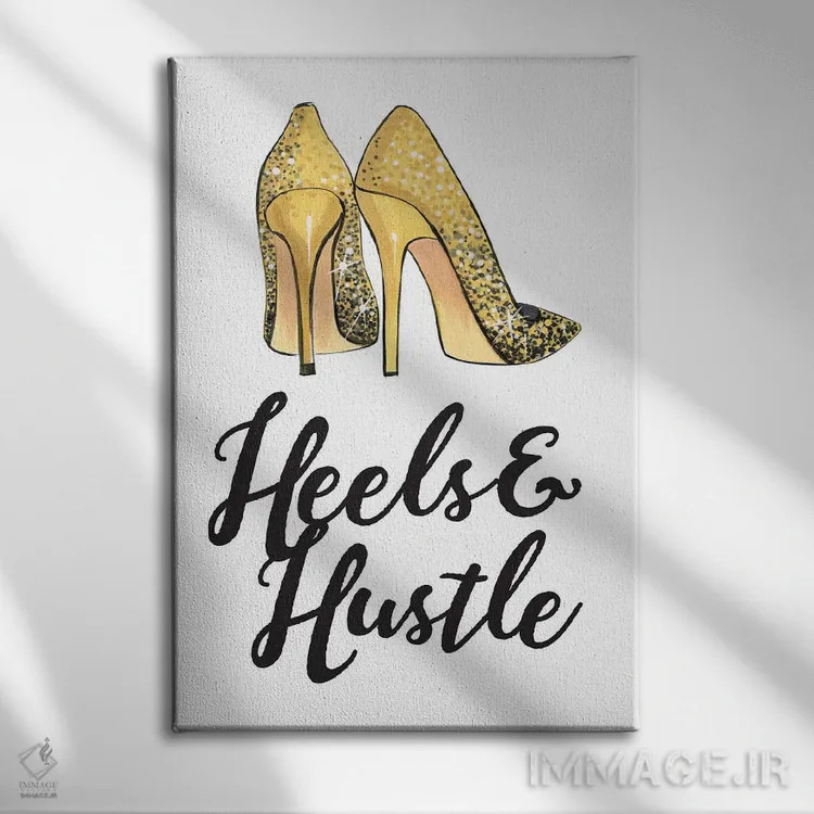 تابلو دکوراتیو پاشنه ها و تلاطم اثر رونگرونگ دوو - نمای روبهرو روی دیوار