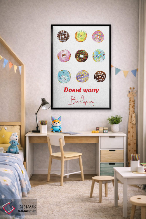 تابلو دکوراتیو نگران نباش دونات بخور و خوشحال باش اثر رونگرونگ دوو - D1B