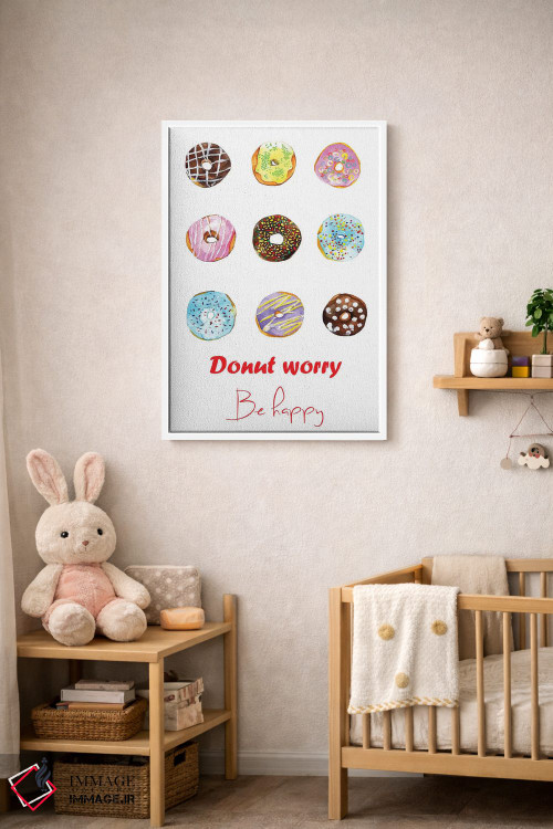 تابلو دکوراتیو نگران نباش دونات بخور و خوشحال باش اثر رونگرونگ دوو - D2W