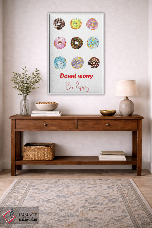 تابلو دکوراتیو نگران نباش دونات بخور و خوشحال باش اثر رونگرونگ دوو - D3W