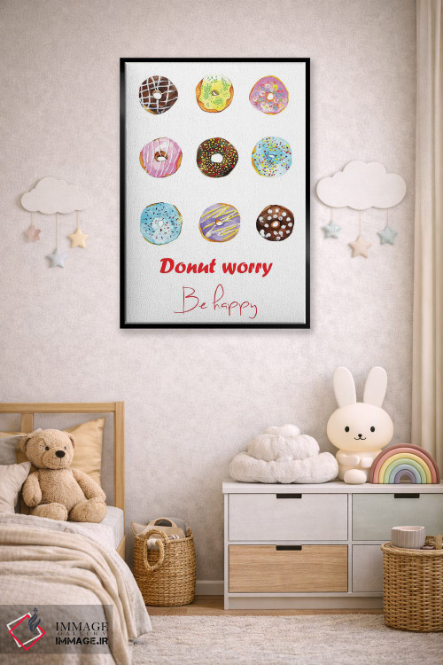 تابلو دکوراتیو نگران نباش دونات بخور و خوشحال باش اثر رونگرونگ دوو - D6B