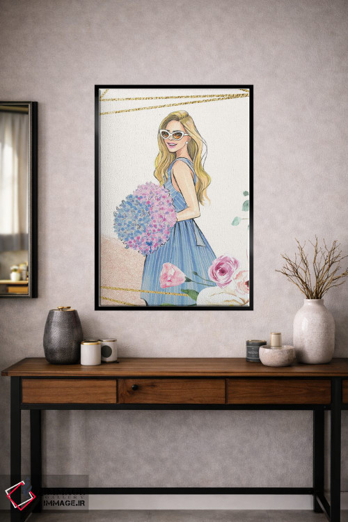 تابلو دکوراتیو دختر گل دار اثر رونگرونگ دوو - D2B
