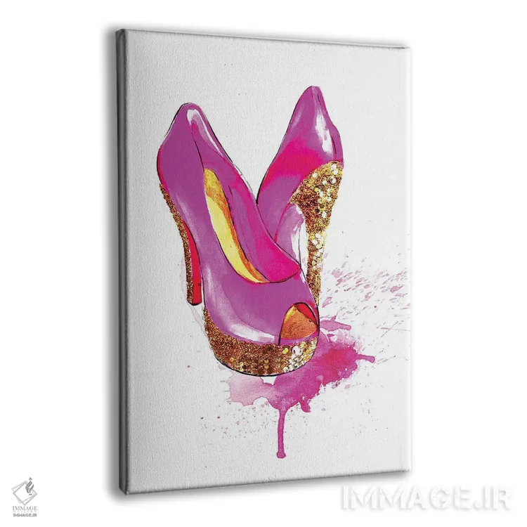 تابلو دکوراتیو کفش پاشنه بلند اکلیلی اثر رونگرونگ دوو - نمای پرسپکتیو محصول