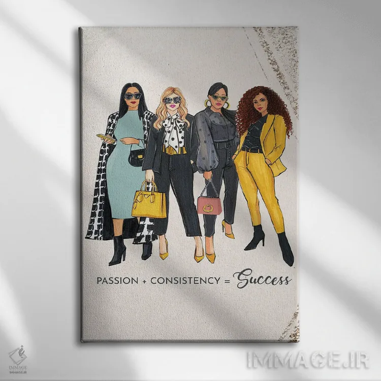 تابلو دکوراتیو اشتیاق و ثبات اثر رونگرونگ دوو - نمای روبهرو روی دیوار