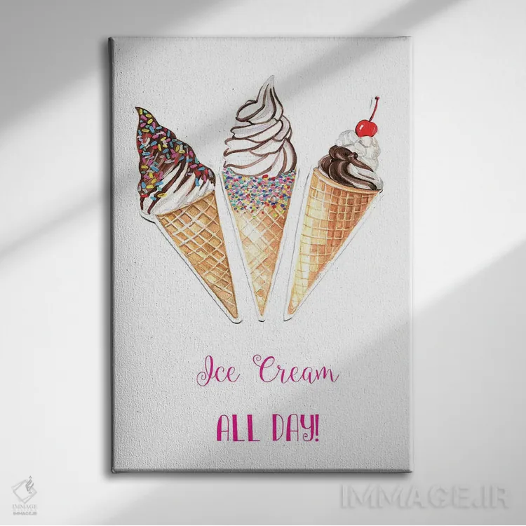 تابلو دکوراتیو تمام روز بستنی اثر رونگرونگ دوو - نمای روبهرو روی دیوار