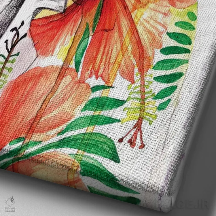 تابلو دکوراتیو در لحظه اثر رونگرونگ دوو - نمای نزدیک بافت بوم