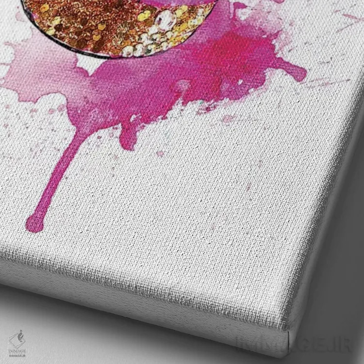 تابلو دکوراتیو کفش پاشنه بلند اکلیلی اثر رونگرونگ دوو - نمای نزدیک بافت بوم