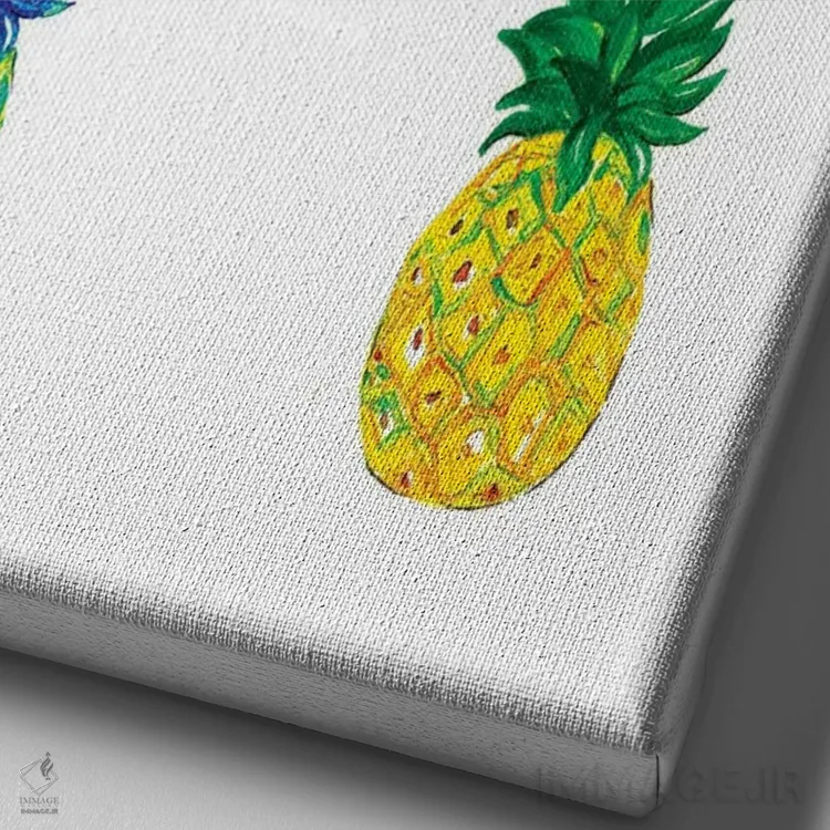 تابلو مینیمال آناناس اثر رونگرونگ دوو - نمای نزدیک بافت بوم