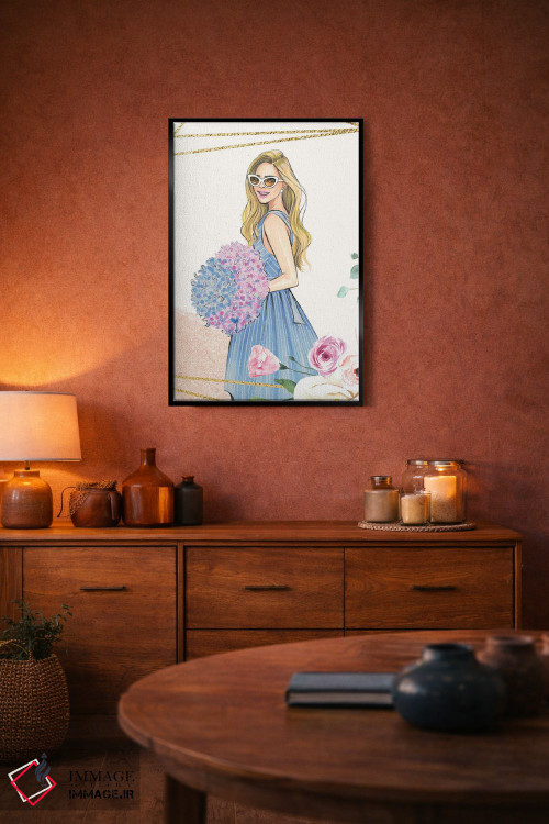 تابلو دکوراتیو دختر گل دار اثر رونگرونگ دوو - D5B