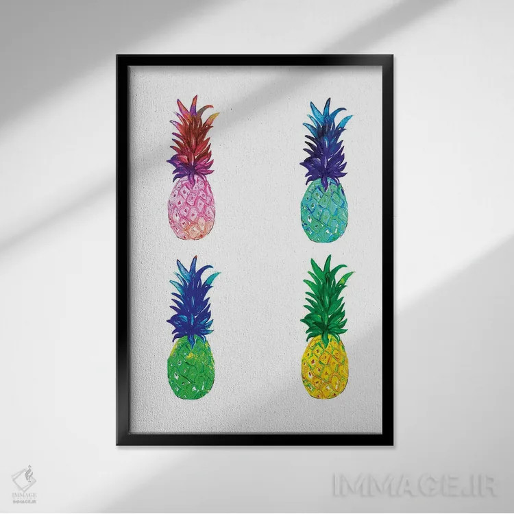 تابلو مینیمال آناناس اثر رونگرونگ دوو - نمای قابدار مشکی