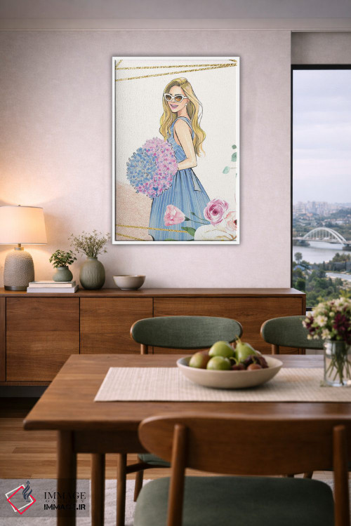 تابلو دکوراتیو دختر گل دار اثر رونگرونگ دوو - D6W