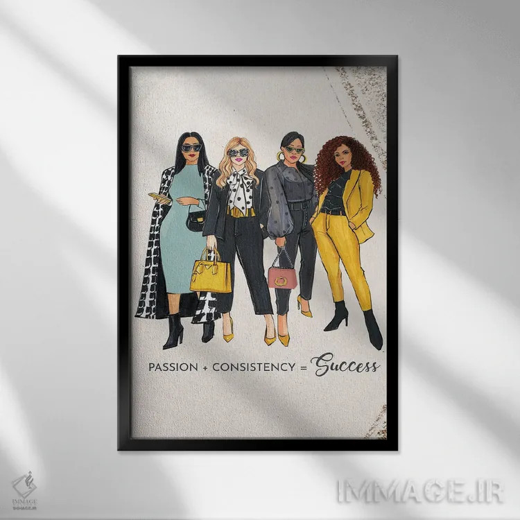 تابلو دکوراتیو اشتیاق و ثبات اثر رونگرونگ دوو - نمای قابدار مشکی