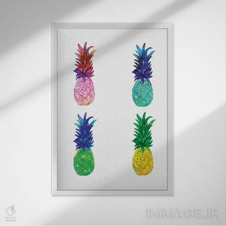تابلو مینیمال آناناس اثر رونگرونگ دوو - نمای قابدار سفید