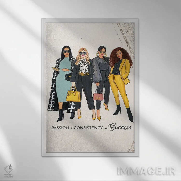 تابلو دکوراتیو اشتیاق و ثبات اثر رونگرونگ دوو - نمای قابدار سفید