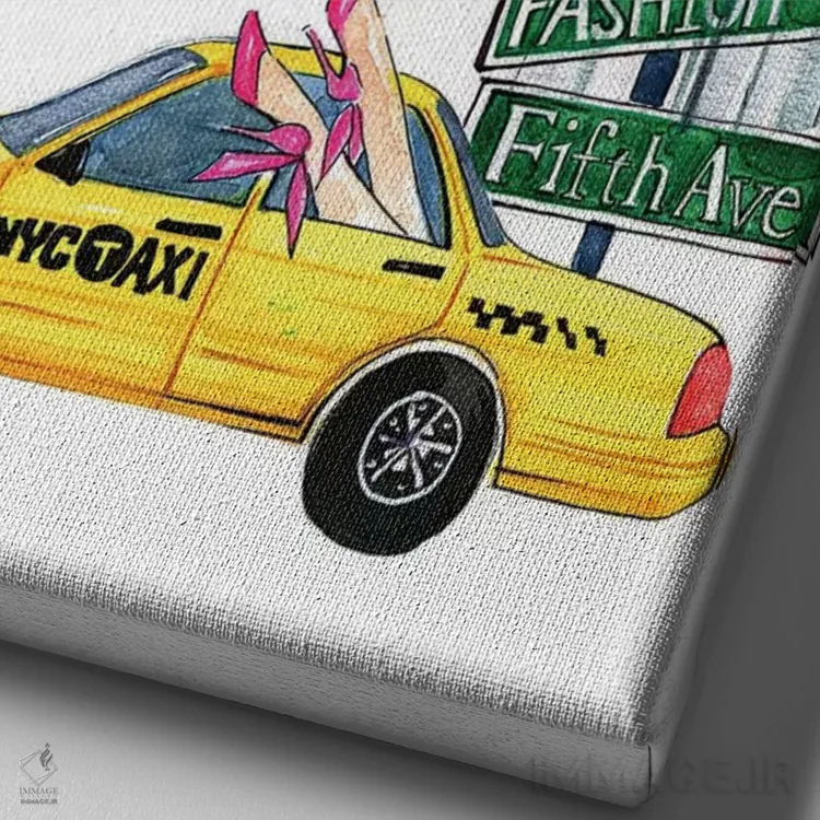 تابلو دکوراتیو نیویورک اثر رونگرونگ دوو - نمای نزدیک بافت بوم