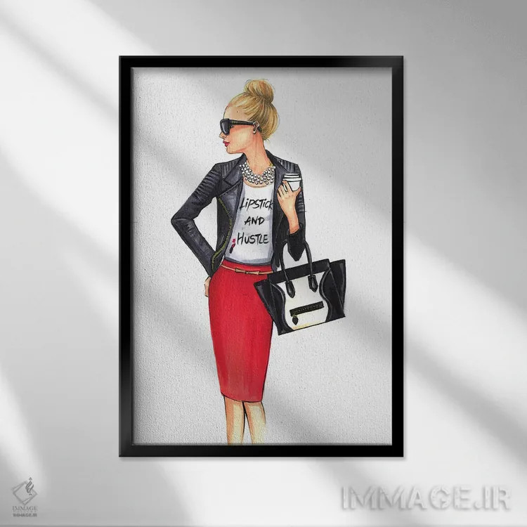 تابلو دکوراتیو دختر مدیر اثر رونگرونگ دوو - نمای قابدار مشکی