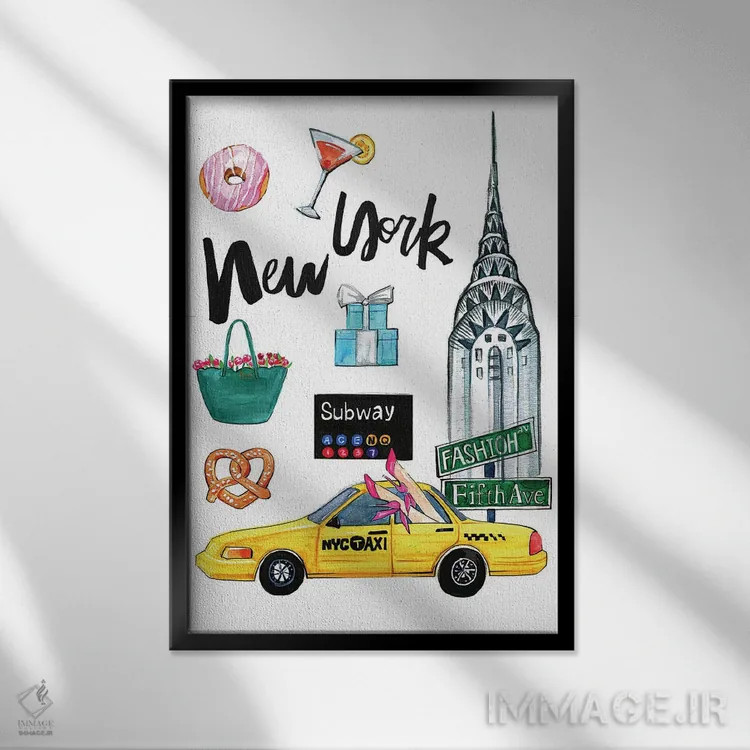 تابلو دکوراتیو نیویورک اثر رونگرونگ دوو - نمای قابدار مشکی