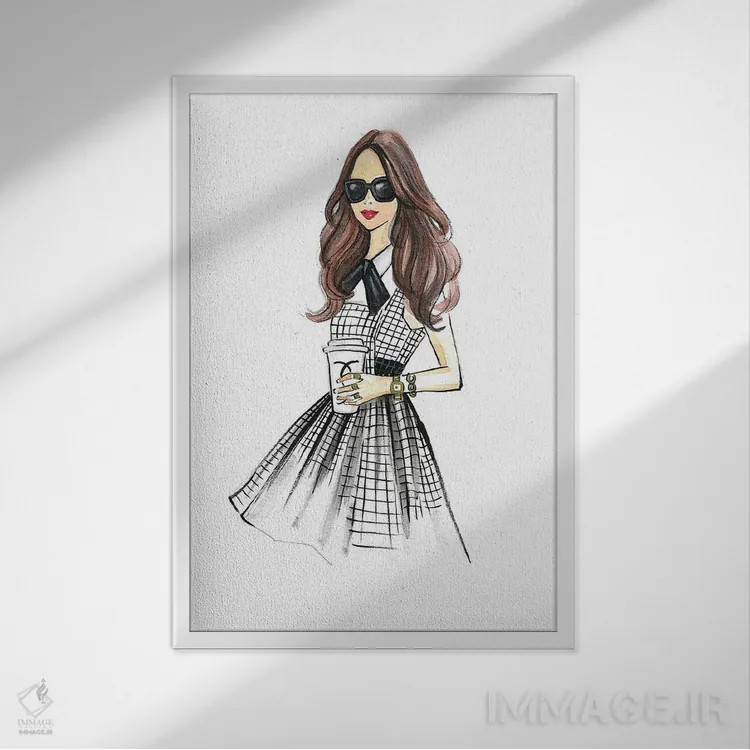 تابلو دکوراتیو برای قهوه برو اثر رونگرونگ دوو - نمای قابدار سفید