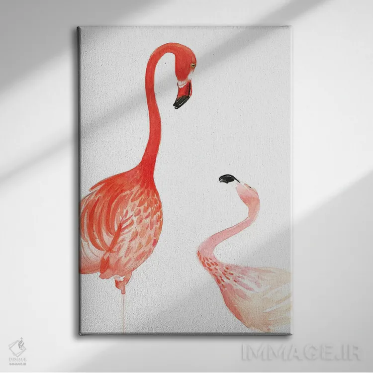 تابلو دکوراتیو فلامینگو اثر رونگرونگ دوو - نمای روبهرو روی دیوار