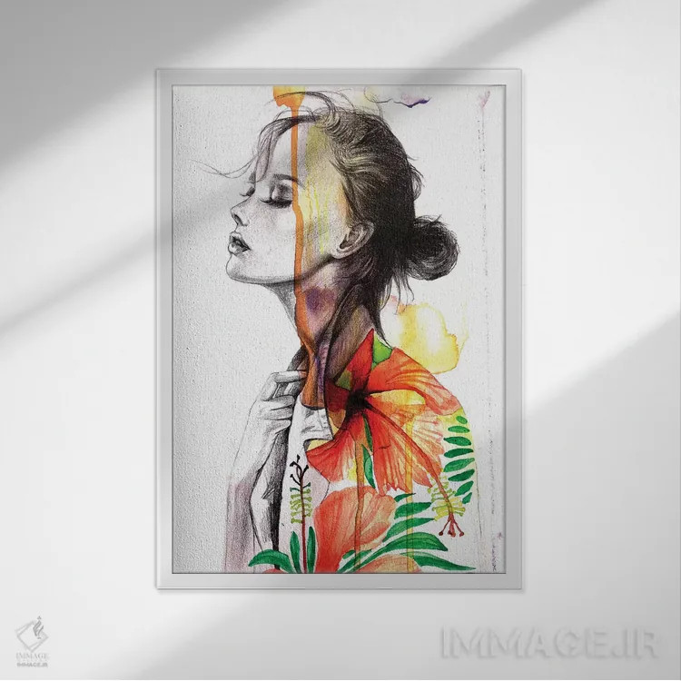 تابلو دکوراتیو در لحظه اثر رونگرونگ دوو - نمای قابدار سفید