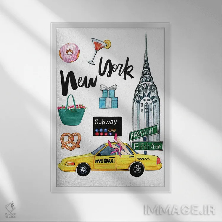 تابلو دکوراتیو نیویورک اثر رونگرونگ دوو - نمای قابدار سفید