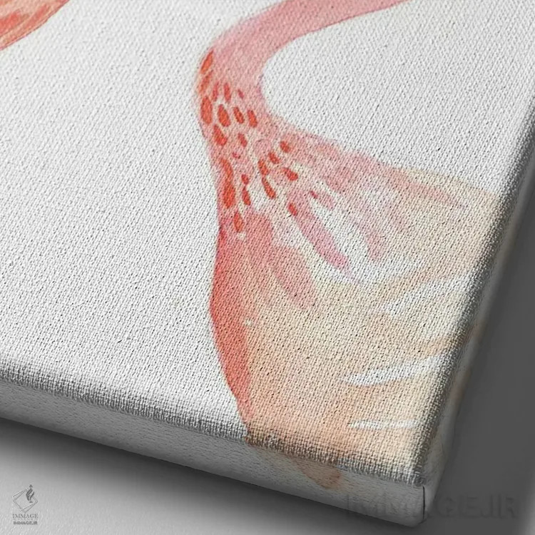 تابلو دکوراتیو فلامینگو اثر رونگرونگ دوو - نمای نزدیک بافت بوم