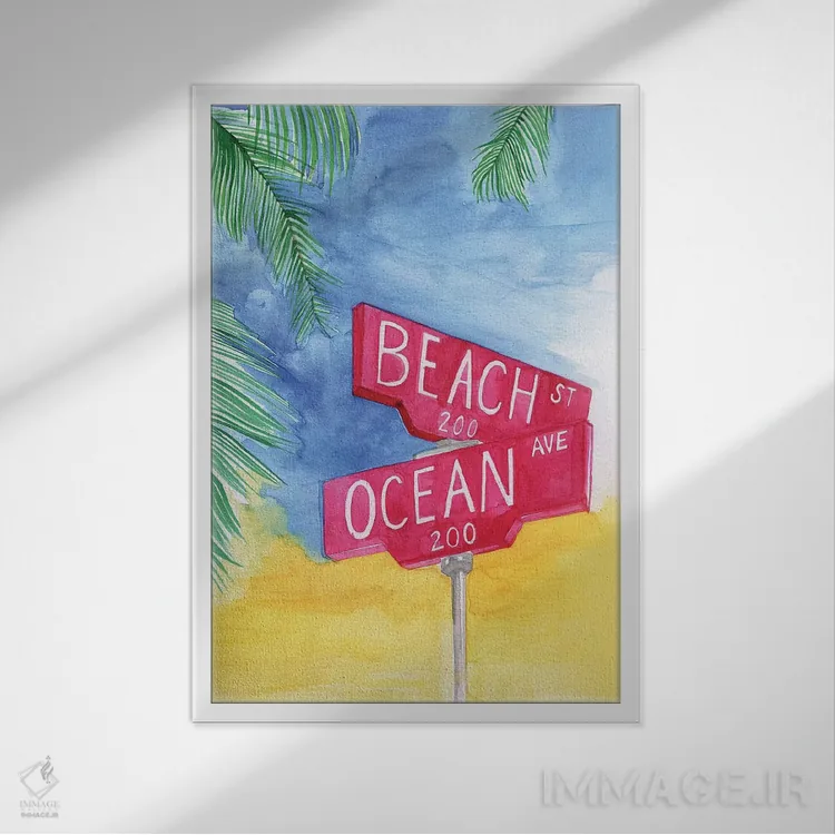 تابلو دکوراتیو خیابان ساحلی اثر رونگرونگ دوو - نمای قابدار سفید