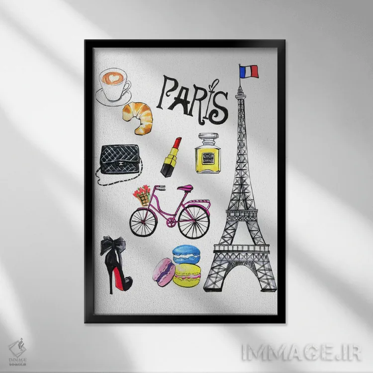 تابلو دکوراتیو پاریس اثر رونگرونگ دوو - نمای قابدار مشکی