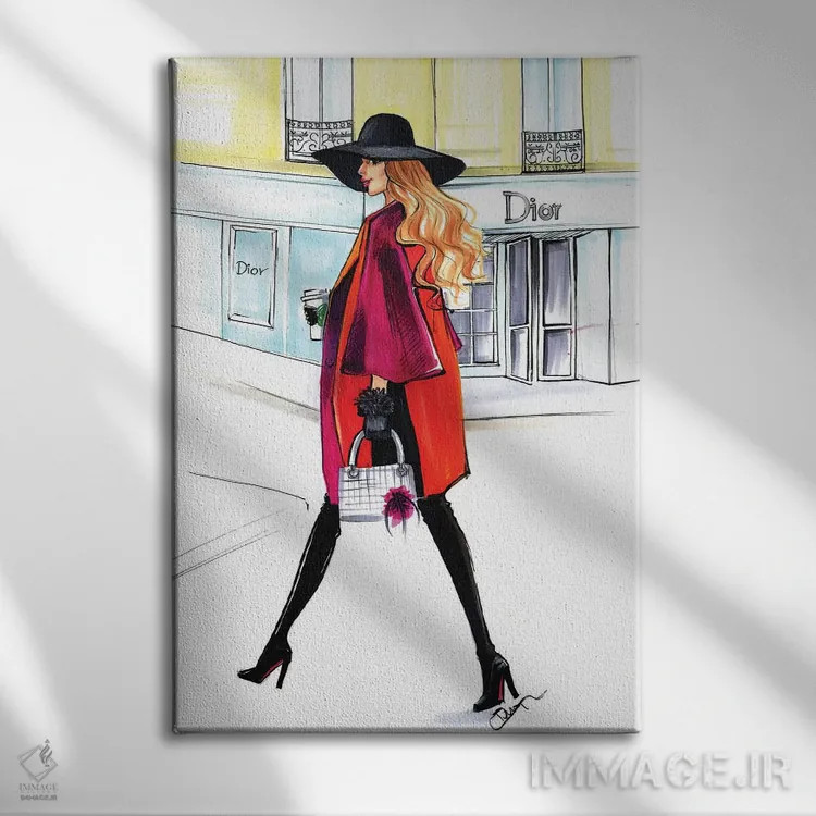 تابلو دکوراتیو بانوی دیور اثر رونگرونگ دوو - نمای روبهرو روی دیوار