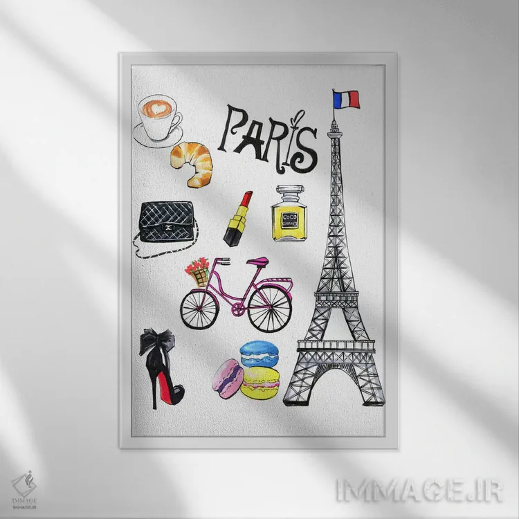 تابلو دکوراتیو پاریس اثر رونگرونگ دوو - نمای قابدار سفید