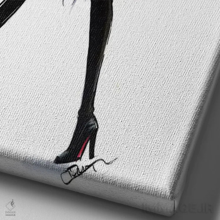 تابلو دکوراتیو بانوی دیور اثر رونگرونگ دوو - نمای نزدیک بافت بوم