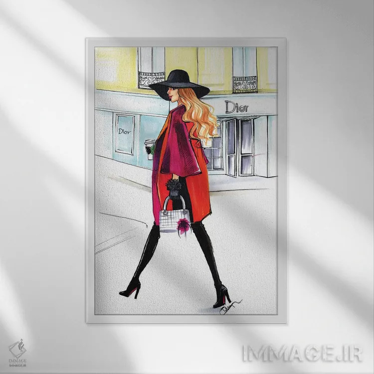 تابلو دکوراتیو بانوی دیور اثر رونگرونگ دوو - نمای قابدار سفید