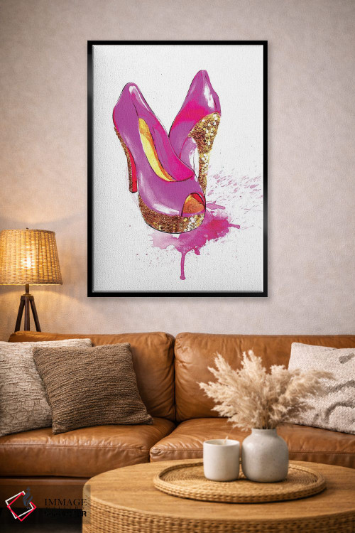 تابلو دکوراتیو کفش پاشنه بلند اکلیلی اثر رونگرونگ دوو - D2B