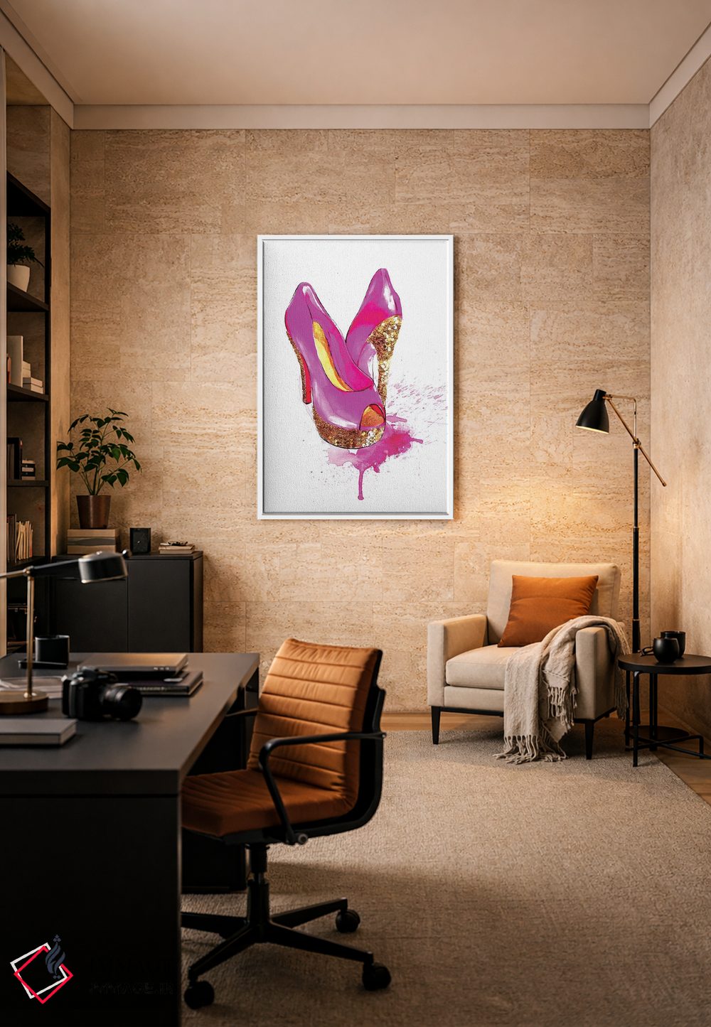 تابلو دکوراتیو کفش پاشنه بلند اکلیلی اثر رونگرونگ دوو - D4W