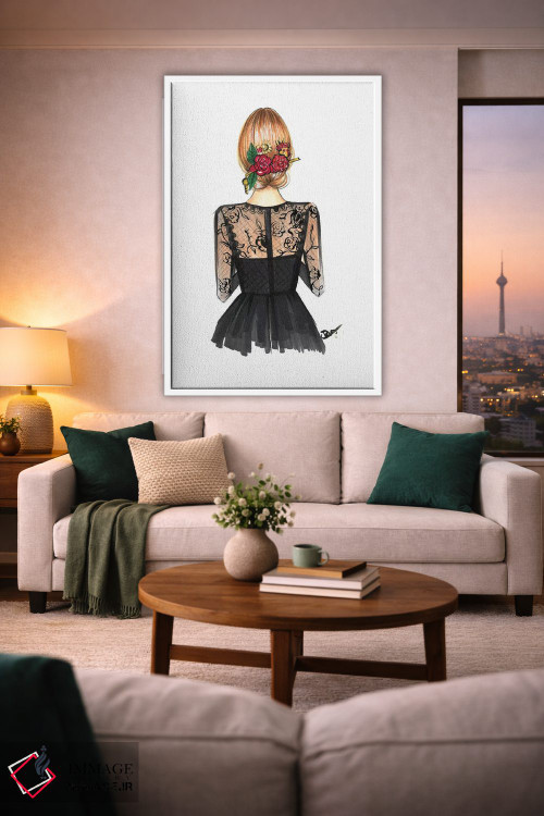 تابلو دکوراتیو تور سیاه و گل رز اثر رونگرونگ دوو - D1W