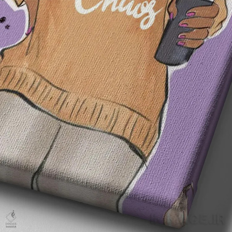 تابلو دکوراتیو قهوه و شلوغی اثر رونگرونگ دوو - نمای نزدیک بافت بوم