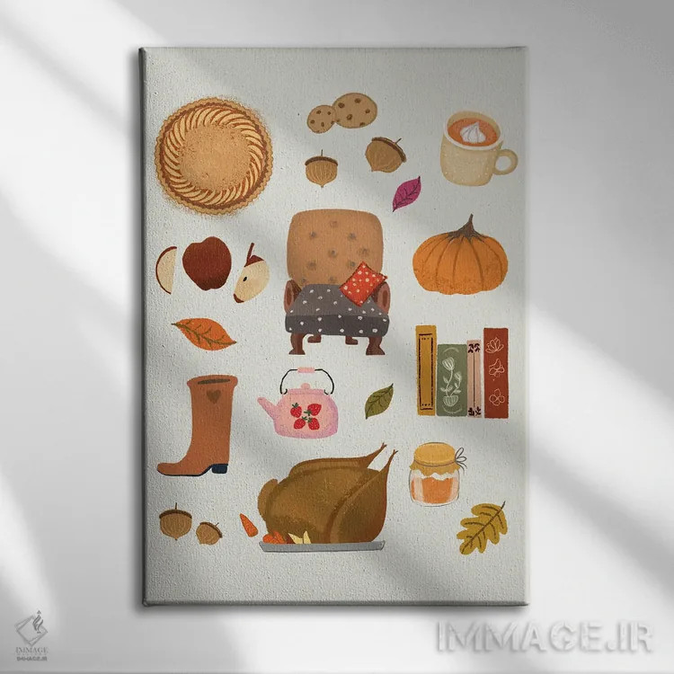 تابلو دکوراتیو پاییز اثر رونگرونگ دوو - نمای روبهرو روی دیوار