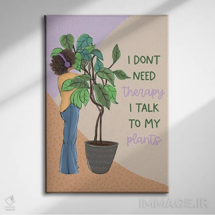 تابلو دکوراتیو با گیاهانم صحبت می کنم اثر رونگرونگ دوو - نمای روبهرو روی دیوار