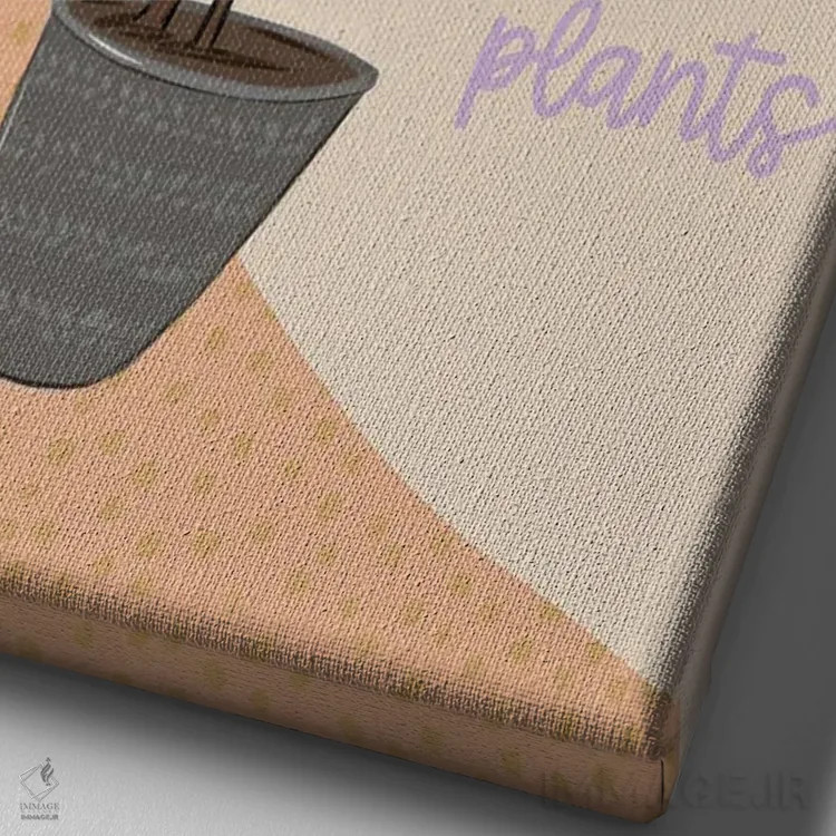 تابلو دکوراتیو با گیاهانم صحبت می کنم اثر رونگرونگ دوو - نمای نزدیک بافت بوم