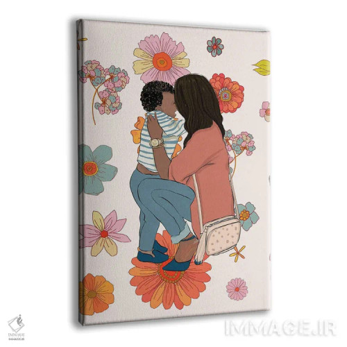 تابلو دکوراتیو مادر و فرزند با گل ها اثر رونگرونگ دوو - نمای پرسپکتیو محصول