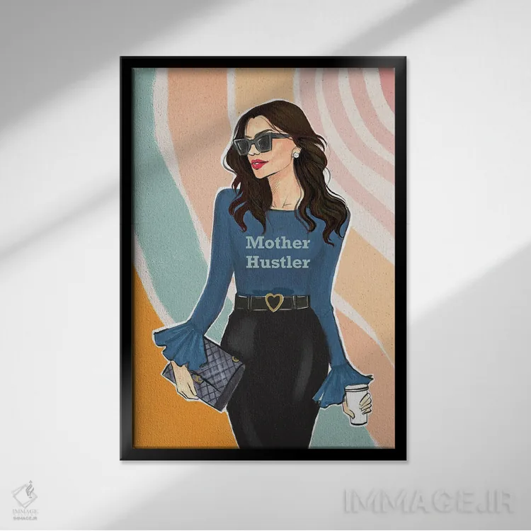 تابلو دکوراتیو مادر پرتلاش اثر رونگرونگ دوو - نمای قابدار مشکی