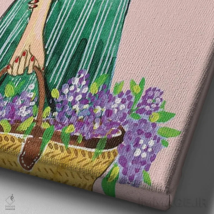 تابلو دکوراتیو گل های بهاری اثر رونگرونگ دوو - نمای نزدیک بافت بوم