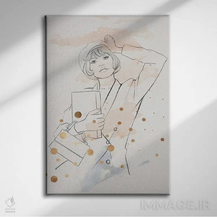 تابلو مینیمال دختر فرانسوی اثر رونگرونگ دوو - نمای روبهرو روی دیوار