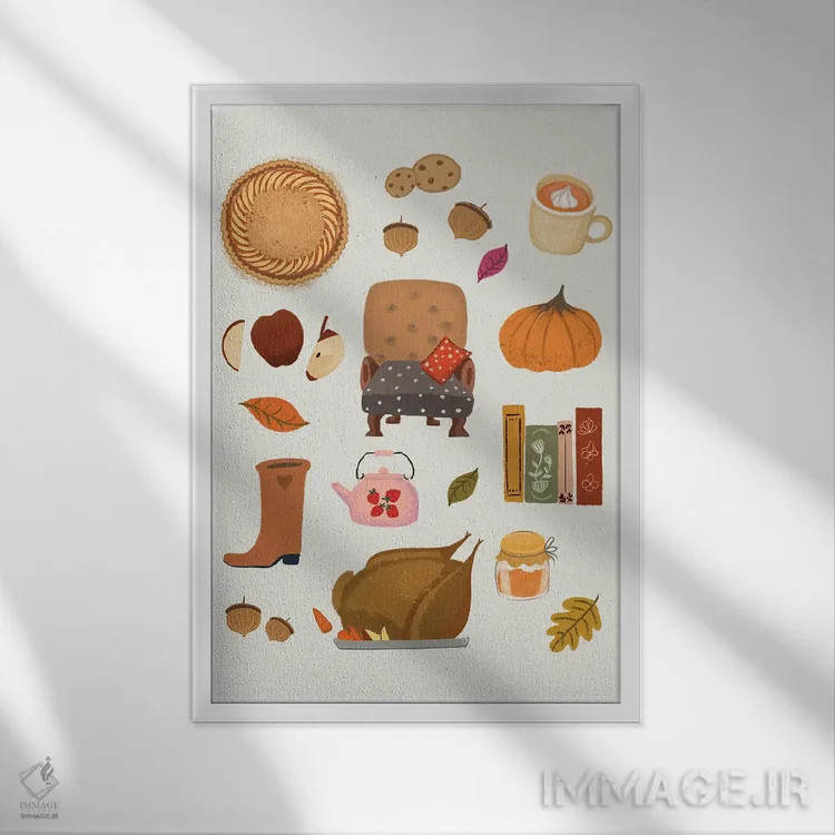 تابلو دکوراتیو پاییز اثر رونگرونگ دوو - نمای قابدار سفید