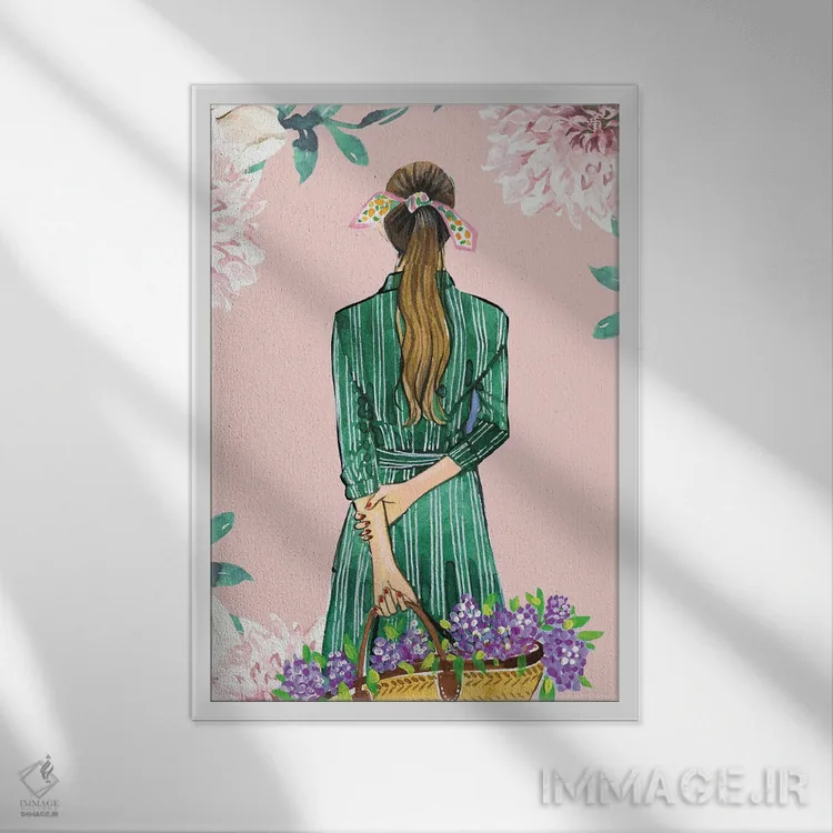 تابلو دکوراتیو گل های بهاری اثر رونگرونگ دوو - نمای قابدار سفید