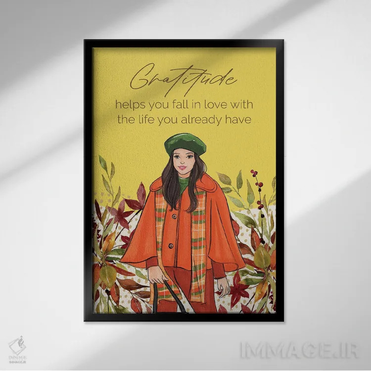 تابلو دکوراتیو شکرگزاری اثر رونگرونگ دوو - نمای قابدار مشکی