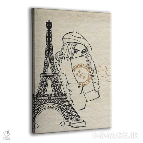 تابلو مینیمال دختر در پاریس اثر رونگرونگ دوو - نمای پرسپکتیو محصول